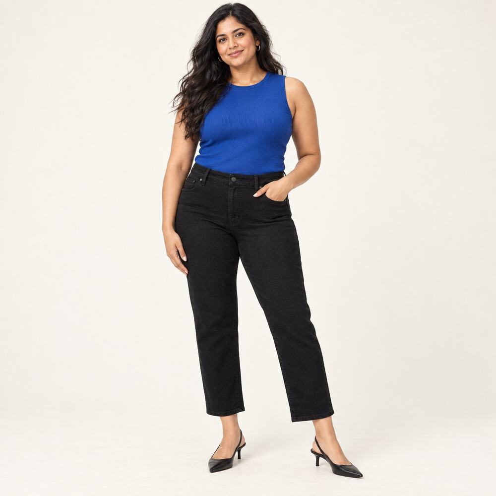 J.Crew Jeans WMNS 25 Black Curvy Essential Straight Stretch Modern Minimalist